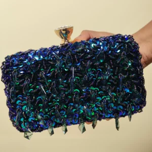 Blue Aurora Embellished Clutch Bag
