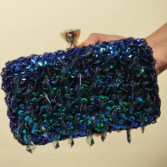 Blue Aurora Embellished Clutch Bag Blue Aurora Embellished Clutch Bag