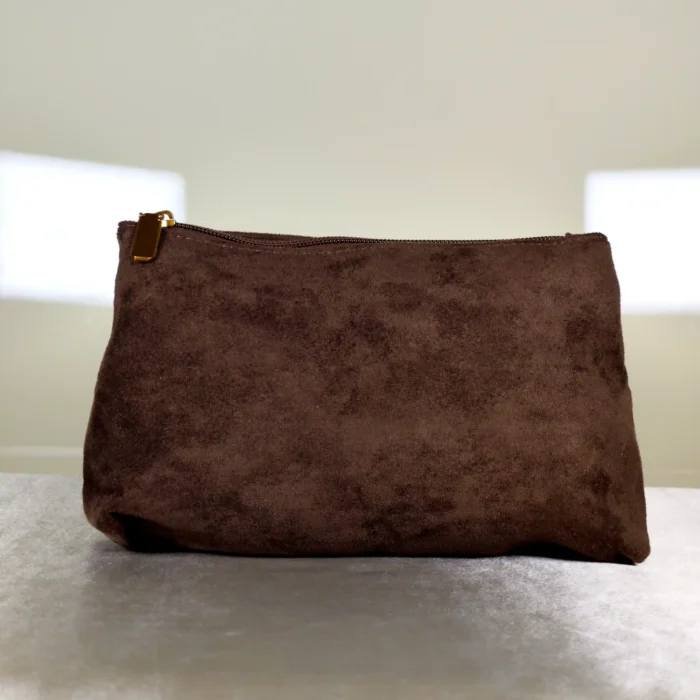 Brown Suede Hobo Shoulder Bag with Matching Pouches