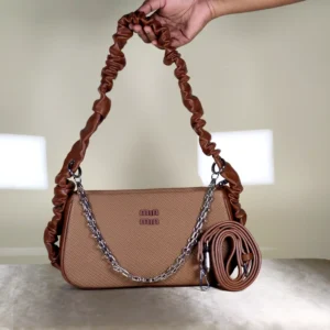 IMG_20260820_131935 Tan Textured Baguette Shoulder Bag with Chain Strap