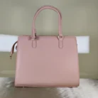 Blush Pink structured top handle office tote bag with detachable shoulder sling and gold-tone hardware