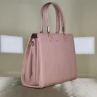 Blush Pink structured top handle office tote bag with detachable shoulder sling and gold-tone hardware