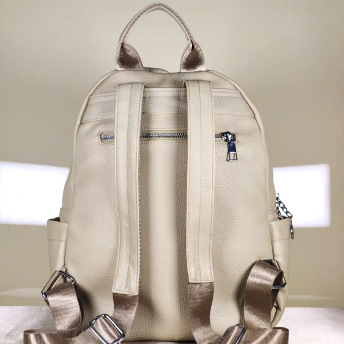 Women's multi-pocket backpack with adjustable shoulder straps, top handle, and multiple zip compartments for everyday use