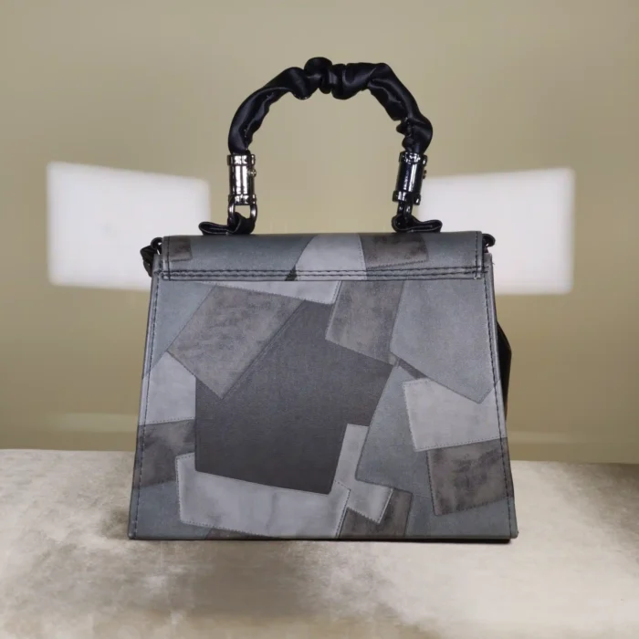 IMG_20260725_225041 Couple tote Women's geometric patchwork satchel handbag with bow detail, top handle, and detachable shoulder strap