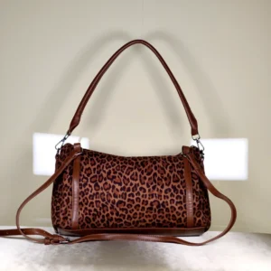 Couple Tote Brown leopard print women's shoulder and crossbody handbag with adjustable strap and zip closure for everyday fashion.