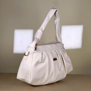IMG_20260820_152241j White pleated women's shoulder bag with top handle and detachable strap