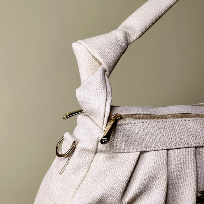 IMG_20260820_152302 White pleated women's shoulder bag with top handle and detachable strap