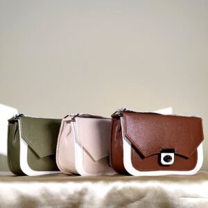 crossbody handbag with adjustable printed shoulder strap
