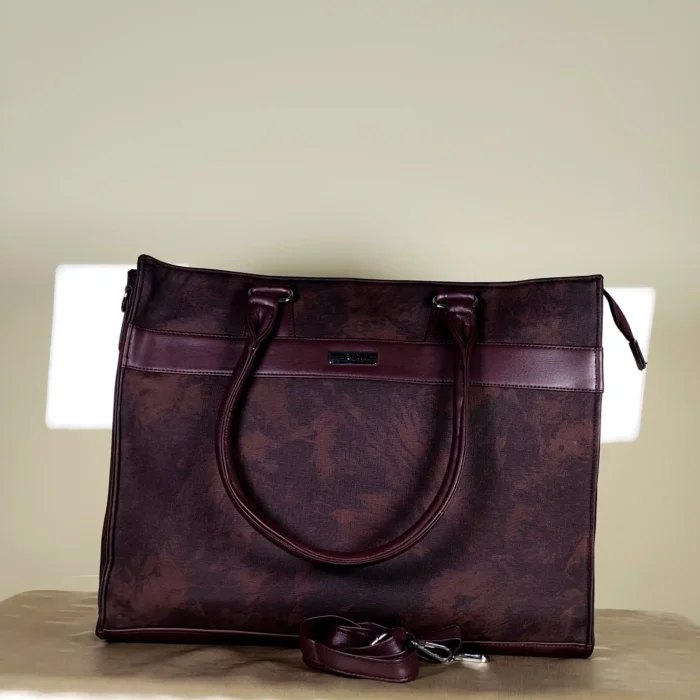 IMG_20260820_152420 Dark brown large structured tote bag with double handles and detachable shoulder strap