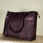 Dark brown large structured tote bag with double handles and detachable shoulder strap