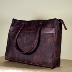 IMG_20260820_152504 Dark brown large structured tote bag with double handles and detachable shoulder strap