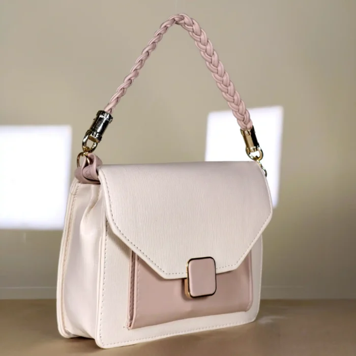 IMG_20260820_153933 Ivory pink braided chain flap crossbody shoulder bag with adjustable strap