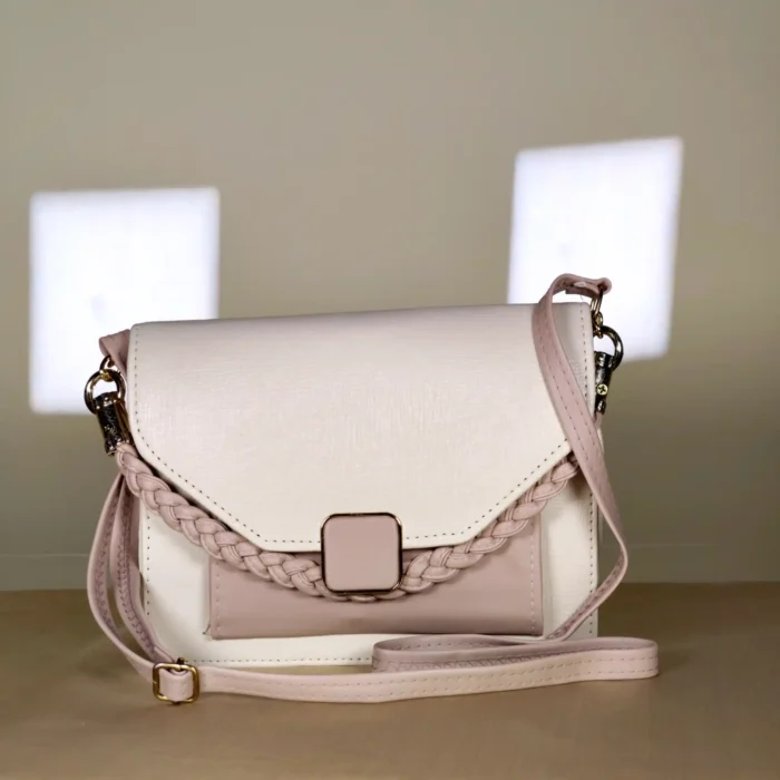IMG_20260820_153950 Ivory pink braided chain flap crossbody shoulder bag with adjustable strap