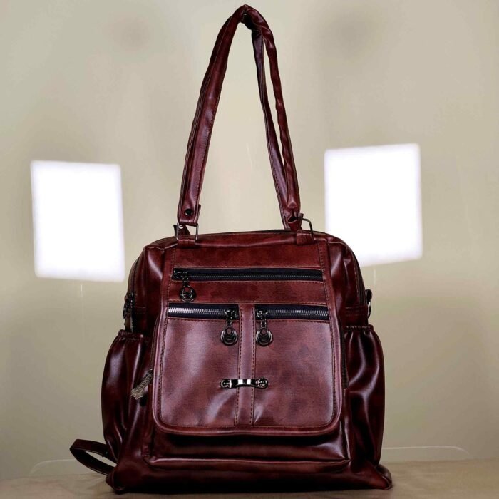 IMG_20260820_211535 Brown women’s convertible backpack and shoulder bag with multiple zip pockets