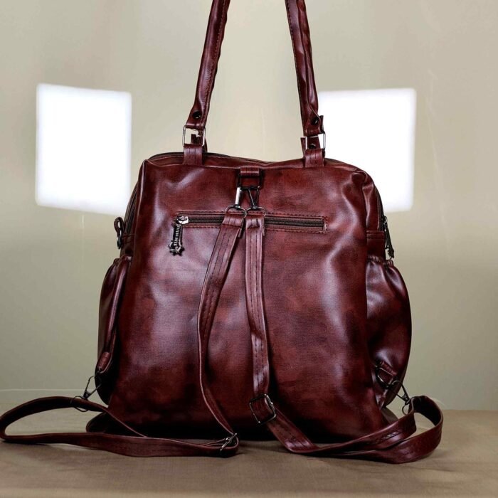 IMG_20260820_211733 Brown women’s convertible backpack and shoulder bag with multiple zip pockets
