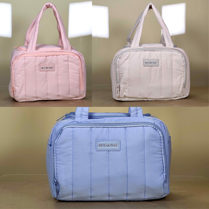 Lunch Quilted lunch bag with dual handles and zip closure